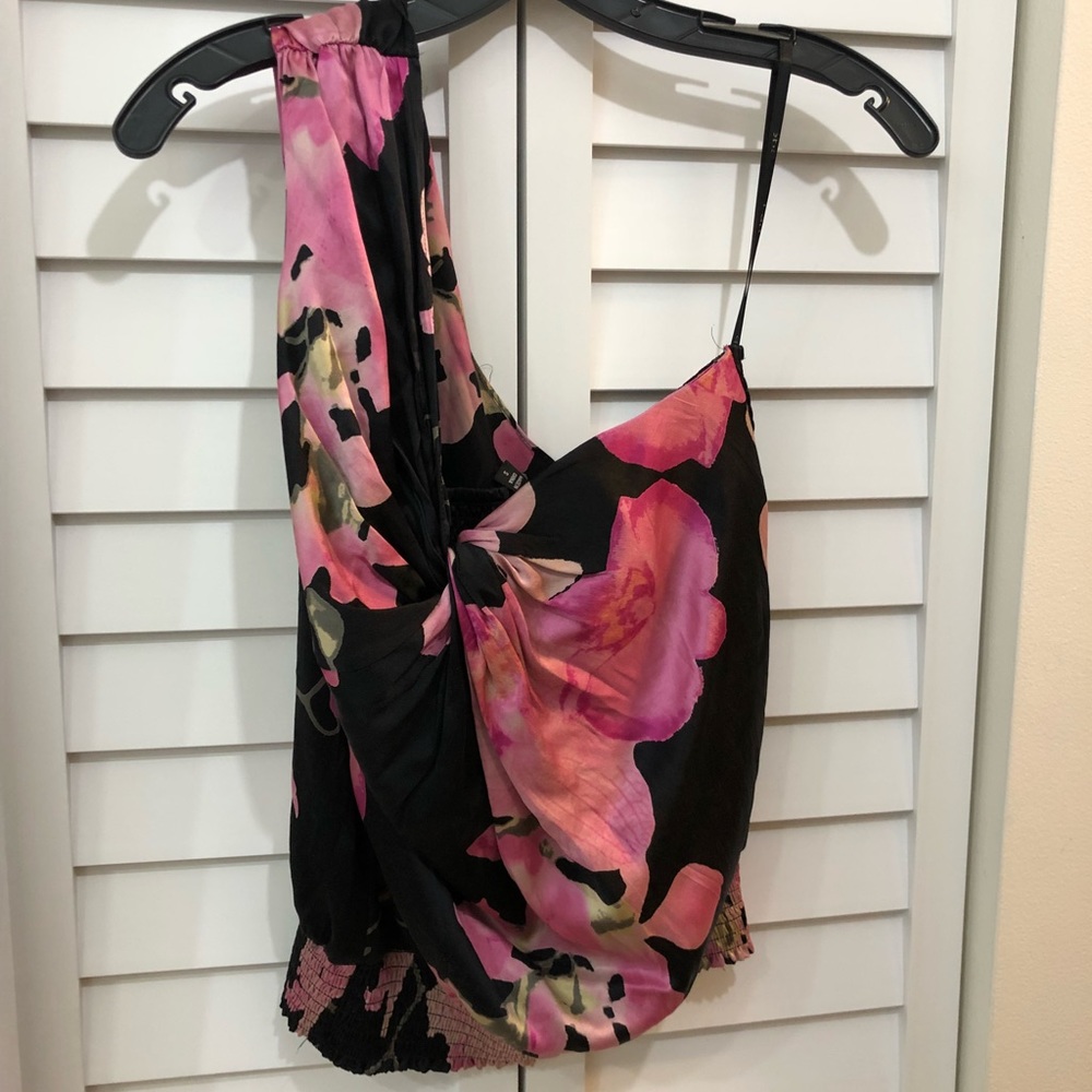 Bebe one shoulder silk top